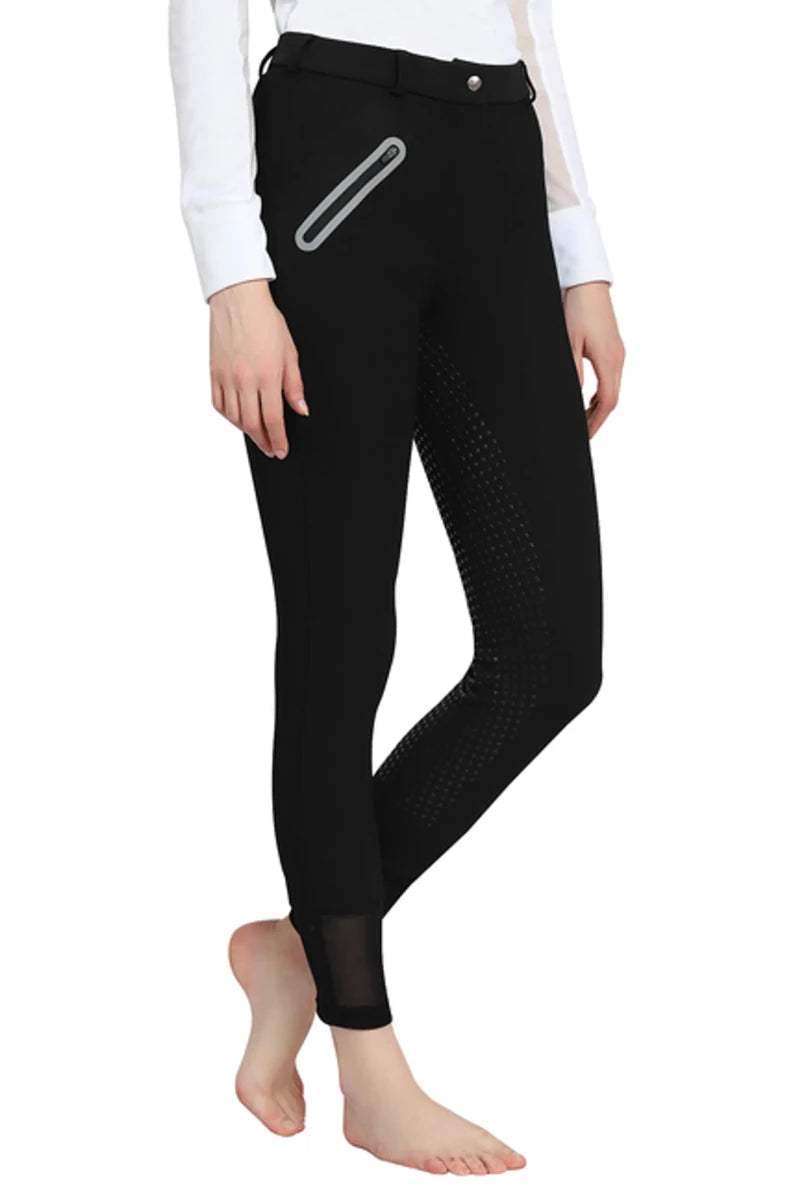 TuffRider Tiffany Ribbed Breeches with Silicone Full Seat, light tan/24, view 8