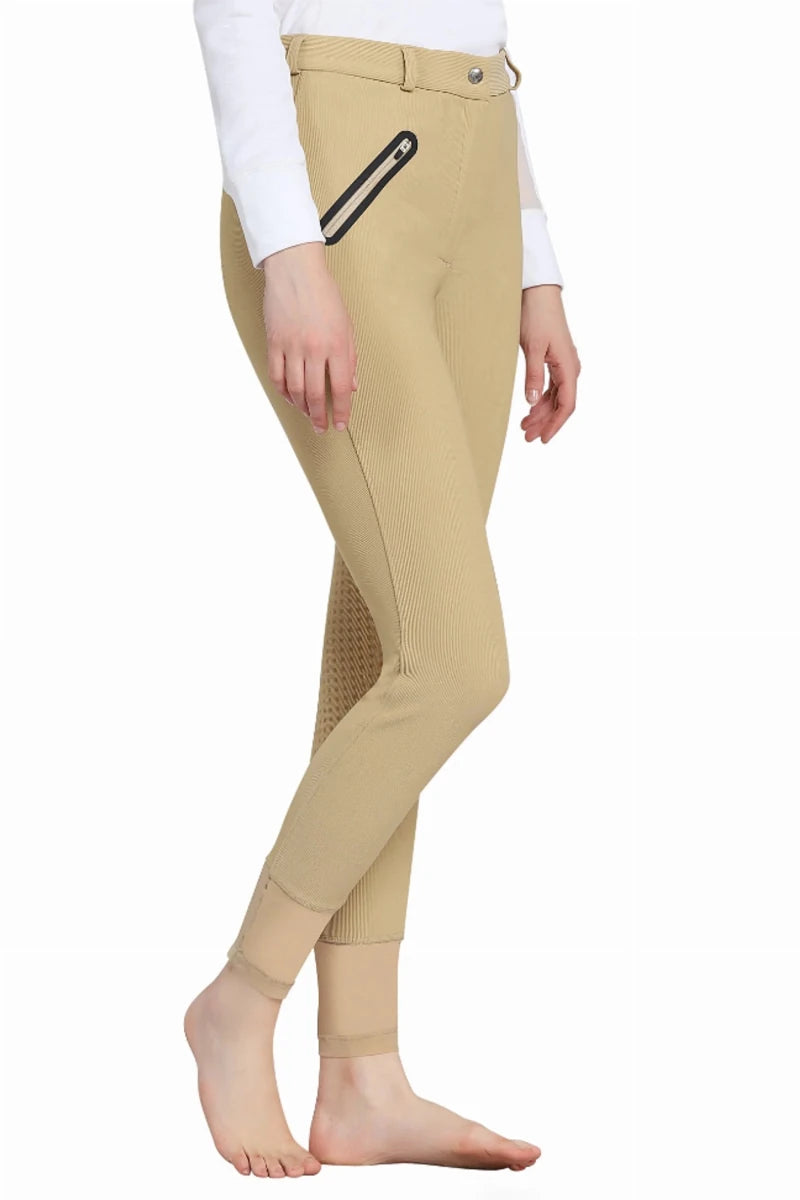 TuffRider Tiffany Ribbed Breeches with Silicone Full Seat, light tan/26, view 9