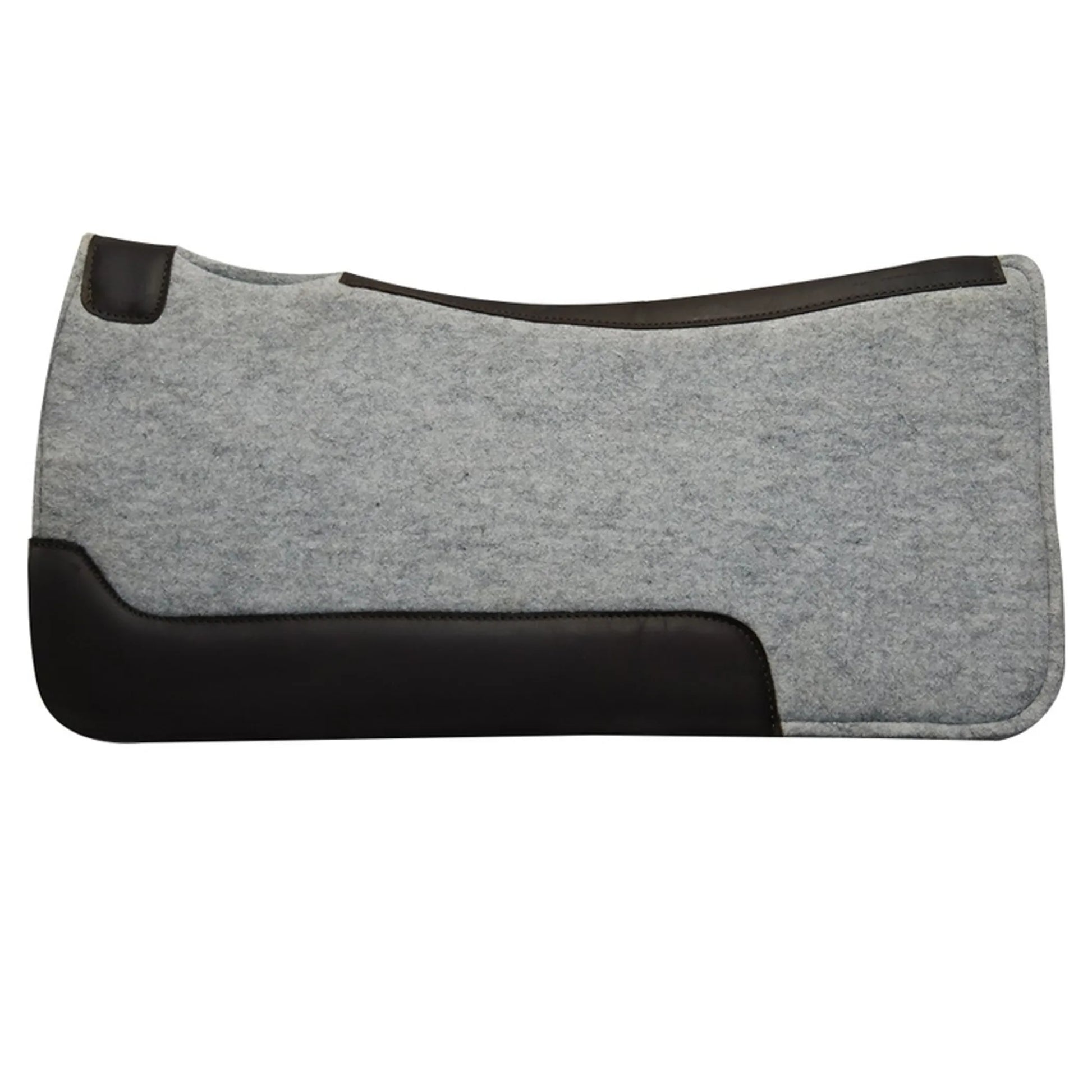 TuffRider Polyester Felt 1" Western Saddle Pad in gray with black synthetic leather reinforcement for horse tack and equestrian supplies