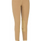 TuffRider Ladies Cotton Lowrise Pull-On Knee Patch Breeches in tan with reinforced knee patches for equestrian use.
