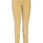 TuffRider Ladies Cotton Lowrise Pull-On Knee Patch Breeches in tan with reinforced knee patches and ankle grips for horseback riding.