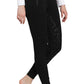 Model wearing black TUFFRIDER LADIES MACY WINTER BREECHES with zipper pocket and silicone grip knee patches