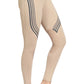 TUFFRIDER LADIES PINTA TIGHTS in beige with black stripe detail and knee patches designed for equestrian activities.