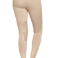 Back view of beige TUFFRIDER LADIES PINTA TIGHTS with grip patches on the lower leg, modeled barefoot.