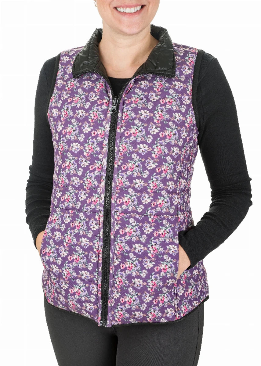 TuffRider Ladies Combination Reversible Vest, Plum plaid/XL, view 9