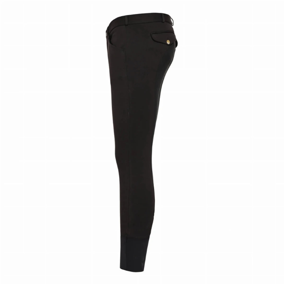 Men's Full Seat Riding Breeches - UltraGripp Full Seat Breeches with Contoured Sock Bottoms - TuffRider Patrol in black side view