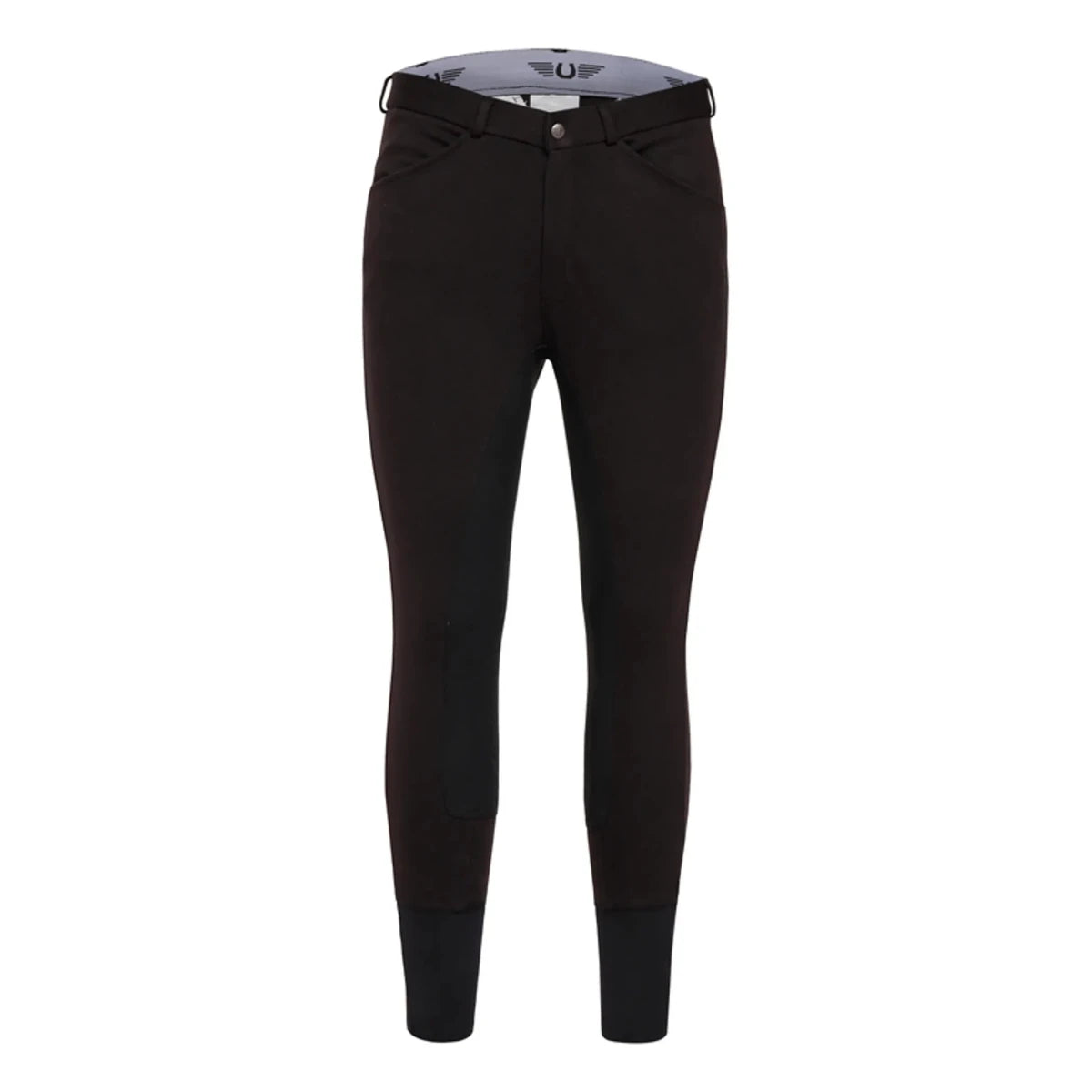 Men's Full Seat Riding Breeches - UltraGripp Full Seat Breeches with Contoured Sock Bottoms - TuffRider Patrol black riding pants.