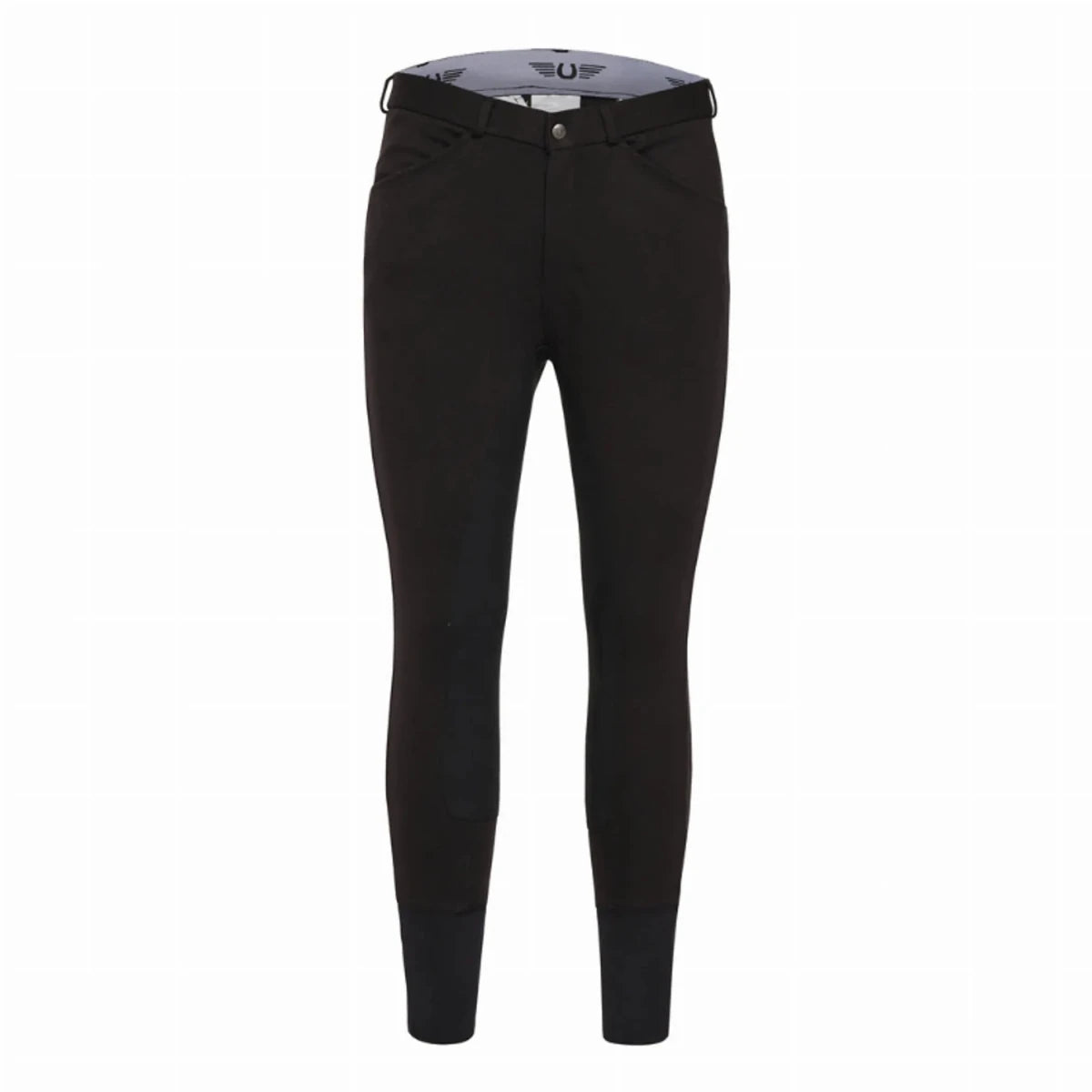 Men's Full Seat Riding Breeches - UltraGripp Full Seat Breeches with Contoured Sock Bottoms - TuffRider Patrol in black color