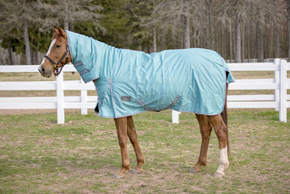 TuffRider 600 D Comfy Winter Medium Weight Turnout Blanket w/ Combo Neck- 200 GSM- Turquoise- 69