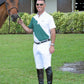 Man wearing Men's Riding Breeches - TuffRider Patrol Knee Patch Breeches with Four-Way Stretch standing beside brown horse outdoors