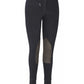 TuffRider Ladies Cotton Lowrise Wide Waistband Knee Patch Breeches in black with zip pocket and reinforced knee patches