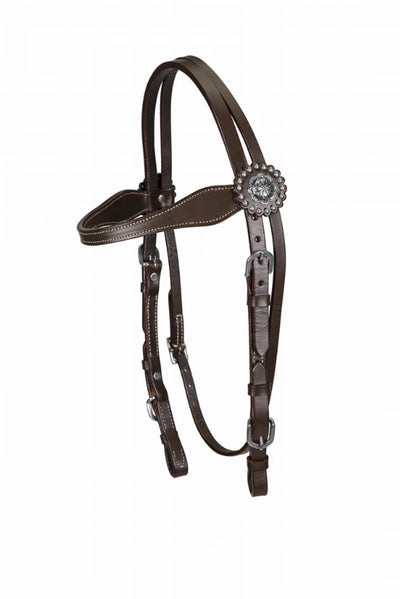 TuffRider Western Browband Concho Headstall, Dark brown/HORSE