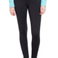 TuffRider Ladies Ventilated Schooling Tights in black with grip detailing, modeled barefoot and paired with a light blue top.