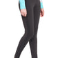 Model wearing black TuffRider Ladies Ventilated Schooling Tights with mesh ventilation and high waistband design