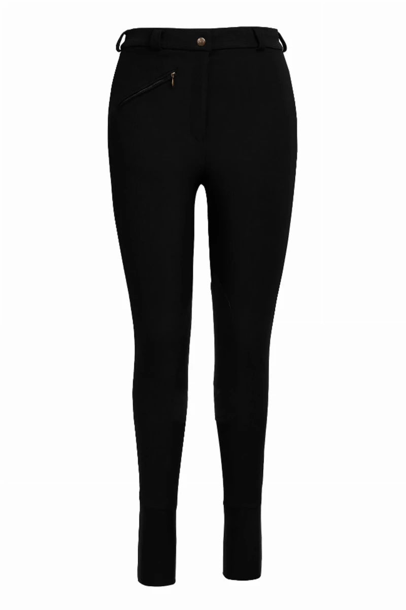 Tuffrider Ladies Long Ribb Knee Patch Breeches, Black/24