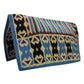 TuffRider Amarillo Western Woven Saddle Blanket- Blue/Black- 34 x 36 with geometric southwestern pattern