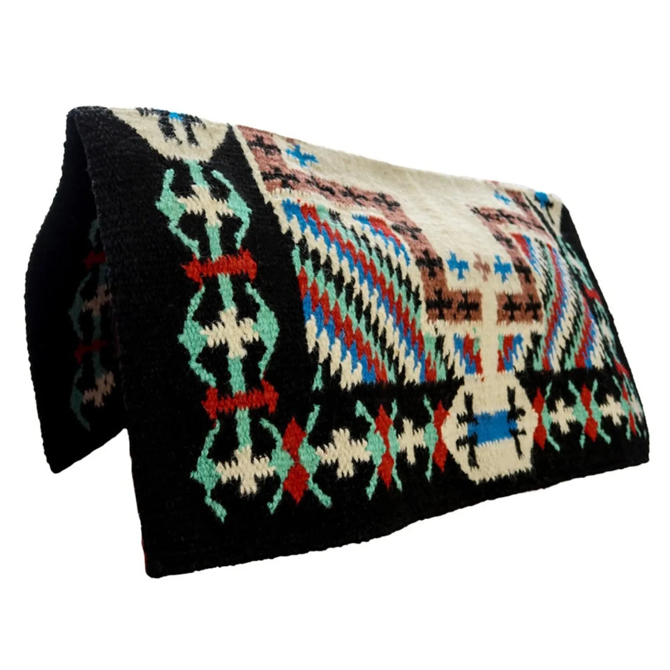TuffRider Tombstone Western Woven Saddle Blanket- Black/Teal- 34 x 36, view 2