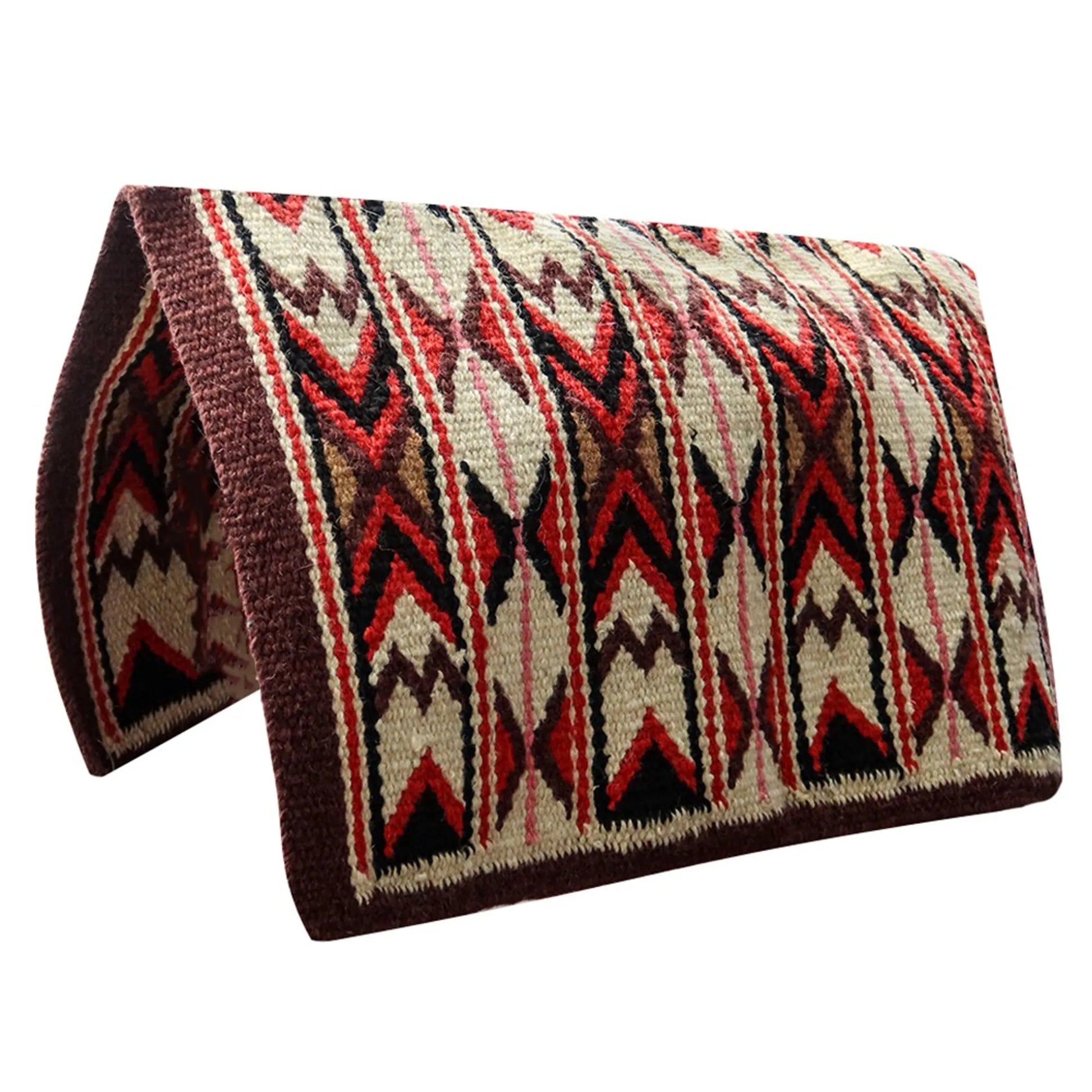 TuffRider Santa Fe Western Woven Saddle Blanket- Red/Black- 34 x 36 with geometric pattern for horse tack