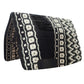 TuffRider Fort Worth Western Show Blanket w/ Wear Leathers- Black/White- 34 x 40 horse saddle blanket with geometric patterns