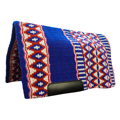TuffRider Prescott Western Show Blanket w/ Wear Leathers- Royal/Red- 34 x 40