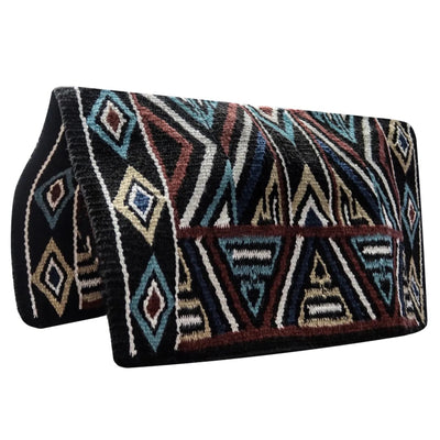 TuffRider Sheridan Western Woven Saddle Blanket- Black/Light Blue- 34