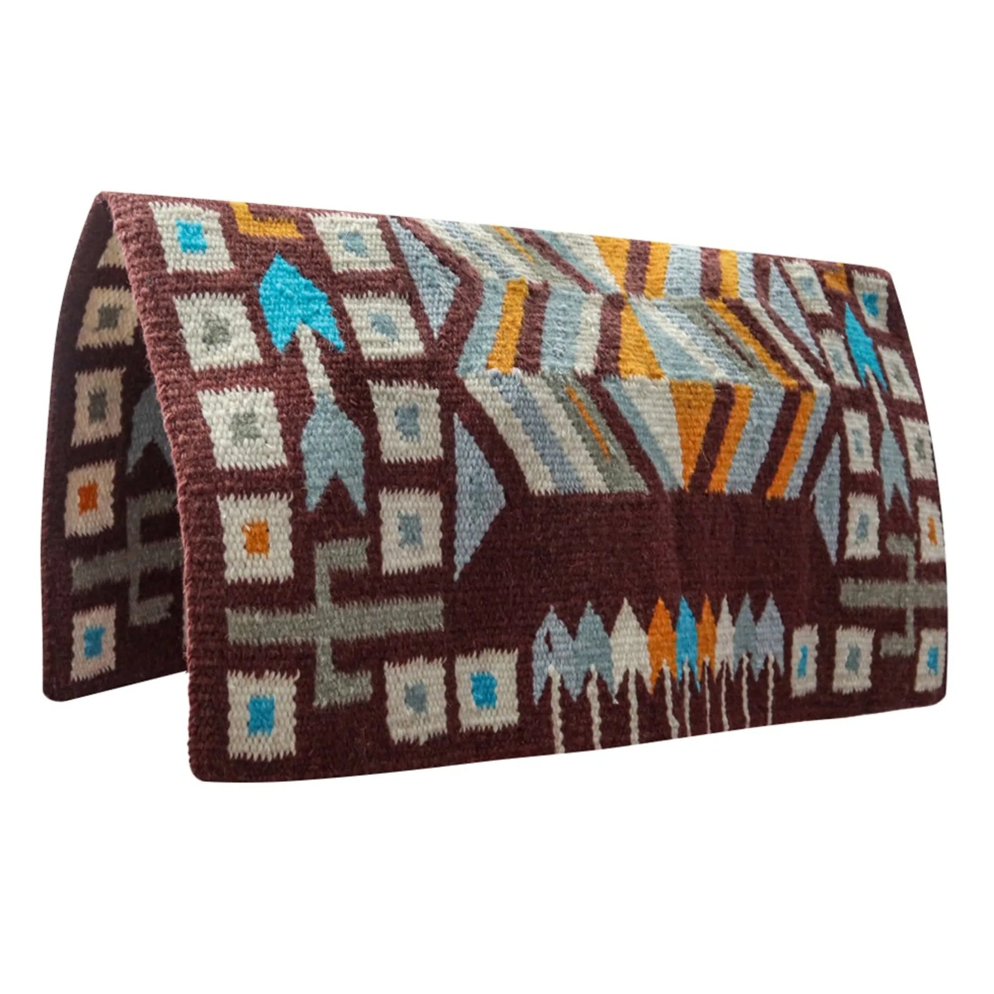 TuffRider Laramie Western Woven Saddle Blanket- Brown/Rust- 34 x 38 with geometric patterns for horse tack and equestrian supplies