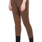 TuffRider Ladies Unifleece Pull-On Winter Breeches in brown with black ankle cuffs for equestrian use.