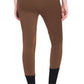 TuffRider Ladies Unifleece Pull-On Winter Breeches shown from back in brown with black ankle cuffs for equestrian use