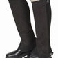 Tuffrider Ladies Saratoga Synthetic Half Chaps in black worn over tan riding breeches and black equestrian boots