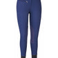 TuffRider Ladies Ribb Lowrise Wide Waistband Knee Patch Breeches in navy with zip pocket and calf stretch panels