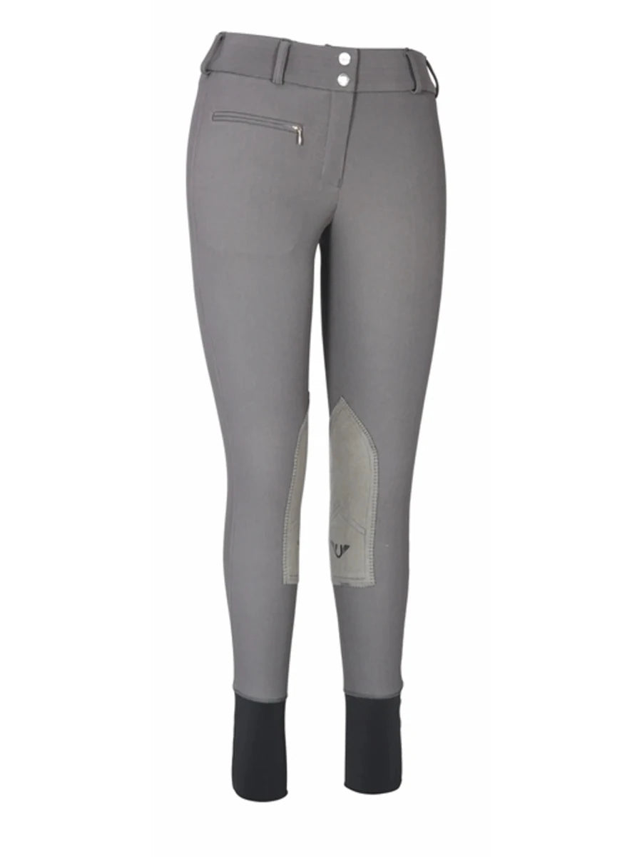 TuffRider Ladies Ribb Lowrise Wide Waistband Knee Patch Breeches, charcoal/26, view 9