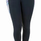 Back view of TuffRider Ladies Minerva 3 Season Printed Full Seat Tights in black with floral side panels.