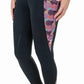TuffRider Ladies Minerva 3 Season Printed Full Seat Tights in black with floral side panel and silicone full seat grip details
