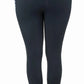 Rear view of black TuffRider Ladies Minerva 3 Season Printed Knee Patch Tights worn barefoot