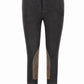 Boys Riding Breeches - Youth Knee Patch Equestrian Pants with UltraGripp Technology in dark fabric with brown patches