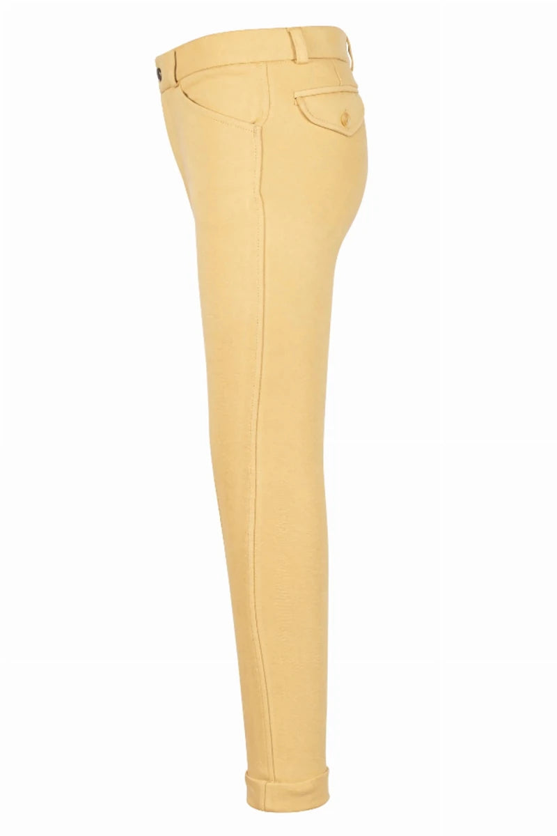 Boys Riding Jodhpurs - TuffRider Patrol Light Cotton/Spandex Jodhpurs with UltraGripp Knee Patches in beige side view