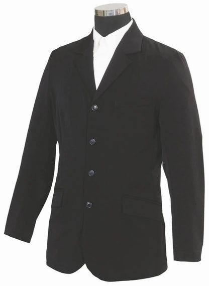 TuffRider Men's Raleigh Show Coat in black with four-button front and notched lapel for equestrian events
