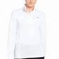 Woman wearing a white Women's Long Sleeve Show Shirt - Quick-Dry Moisture-Wicking Equestrian Competition Shirt standing against white background
