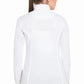 Woman wearing white Women's Long Sleeve Show Shirt - Quick-Dry Moisture-Wicking Equestrian Competition Shirt viewed from the back