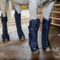 TuffRider 600 D Oxford Shipping Boot on a horse's front and hind legs in a stable setting
