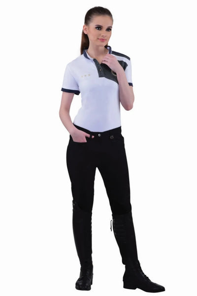 Women's Knee Patch Riding Breeches - Premium Modal Fabric Equestrian, Black/24