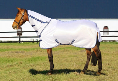 Horse Fly Sheet - TuffRider Sport Mesh Combo Neck Fly Protection, White/66