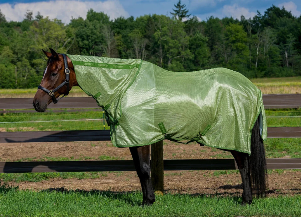 Horse Fly Sheet - TuffRider Sport Mesh Combo Neck Fly Protection, Sage/tree top/69, view 16