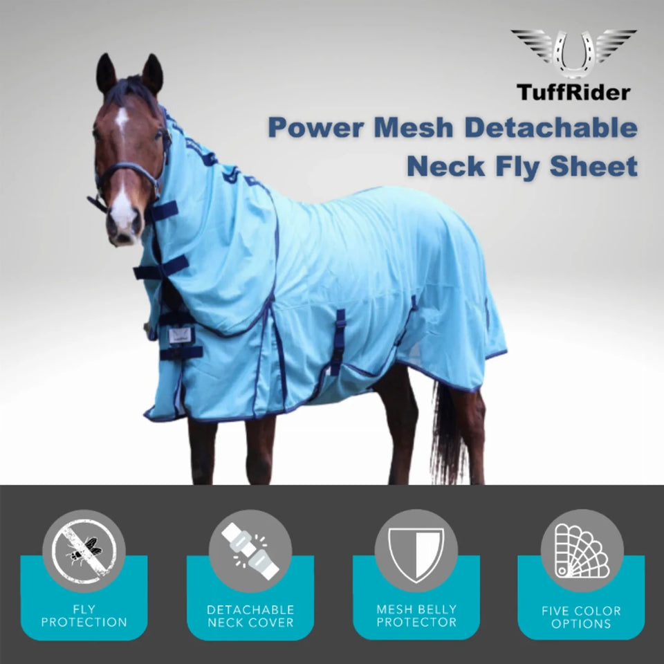 Horse Fly Sheet - TuffRider Power Mesh Detachable Neck Fly Protection, Sea angel/78, view 18
