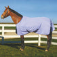 Brown horse wearing Waterproof Horse Turnout Sheet - 1200D Ripstop with Coolmax Moisture-Wicking Lining standing by white fence