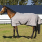Brown horse wearing Waterproof Horse Turnout Sheet - 1200D Ripstop with Coolmax Moisture-Wicking Lining outdoors on grass.