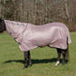 Horse wearing TuffRider Comfy Mesh Combo Neck Fly Sheet - Adobe Rose - 69 in grassy field with trees behind.