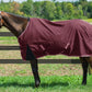 Horse wearing TuffRider Bonum 1200D Ripstop Turnout Sheet with Standard Neck - Maroon - 72 in outdoor pasture setting