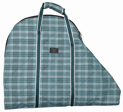 Protective Saddle Bag - Durable Polyester Saddle Carrier with Handles, Teal plaid/1