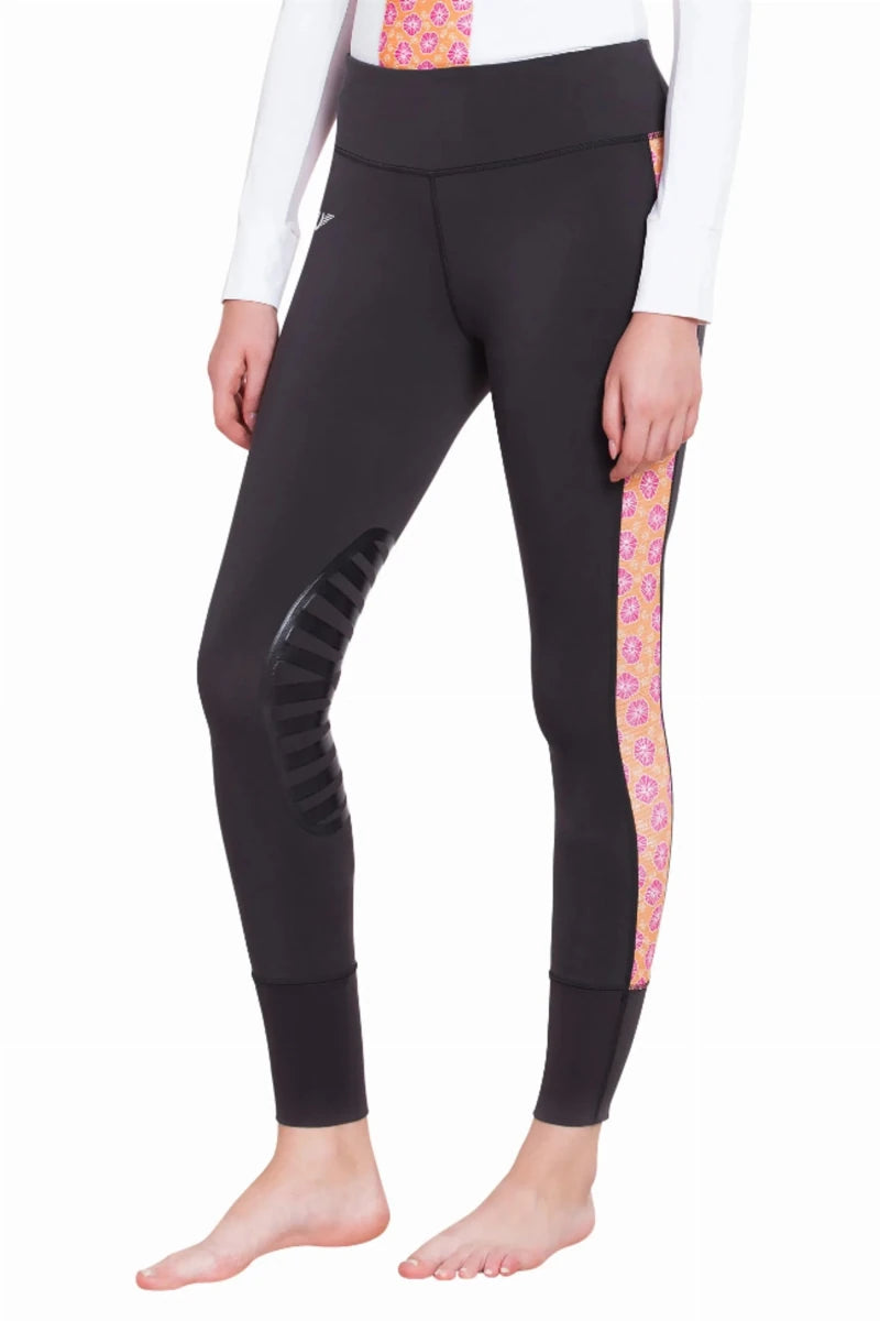 TuffRider Ladies Athena EquiCool Riding Tights, Charcoal/light blue/1, view 6